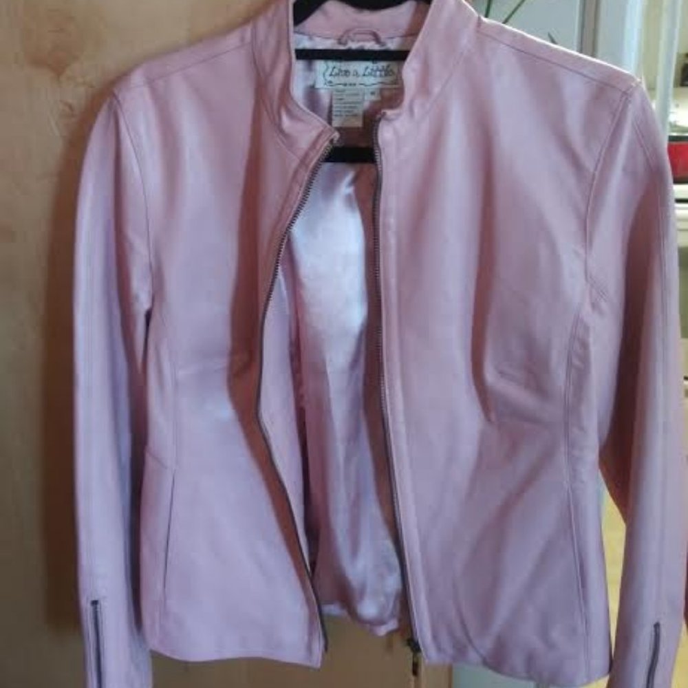 Light pink genuine leather jacket